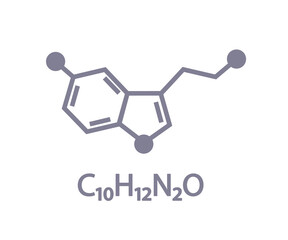 The chemical formula of serotonin. Vector illustration. 