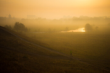 misty morning sunrise