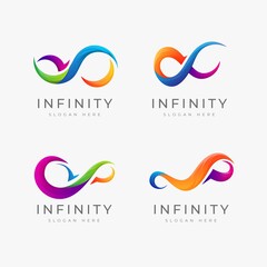 Illustration vector graphic of infinity logo design.