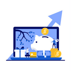 Poster - business investment concept with character. businessmen, investors, entrepreneurship making profitab
