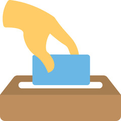 Sticker - 
A hand  held envelope denoting vote casting process 
