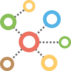 Poster - 
A set of colorful molecules interconnected, molecular network structure flat icon
