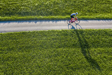 Droneview Of A Cyclist