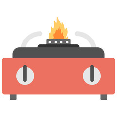 Sticker - 
Flat icon of a burning stove 
