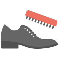 flat icon of a shoe and a brush
