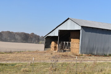 Poster - Tin Shed with Hay Bales