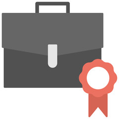 Sticker - 
Flat icon of brown briefcase and binoculars representing job search
