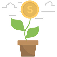 Wall Mural - 
Business growth, flat icon financial growth. Plant pot
