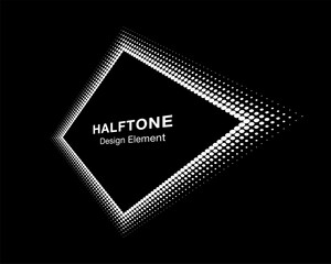 Wall Mural - halftone distort rhombus in perspective. circle dots. logo design element. sale banner. half tone re