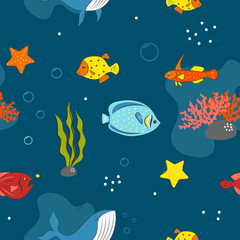 Sticker - Seamless Pattern with underwater concept