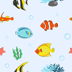 Sticker - Seamless Pattern with underwater concept