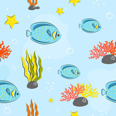 Sticker - Seamless Pattern with underwater concept