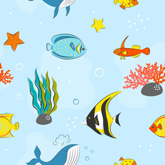 Sticker - Seamless Pattern with underwater concept