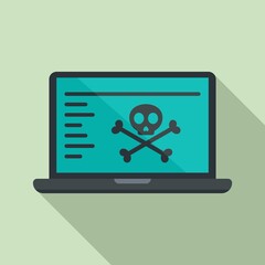 Poster - Hacked laptop icon. Flat illustration of hacked laptop vector icon for web design