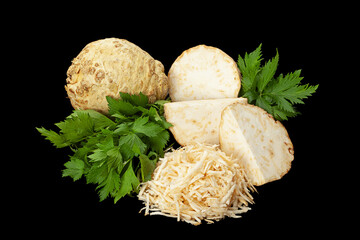 Wall Mural - Hardened celery root on black