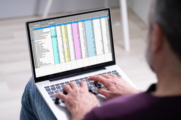 Poster - Elder Man Using Spreadsheet Data