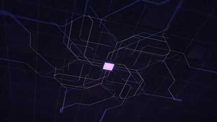 Poster - process of automatically signal transmission on black background. animation. the movement and proces