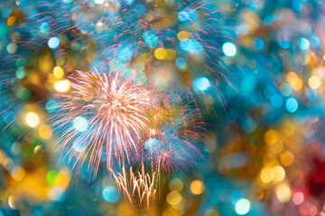 Wall Mural - colorful blurred of bokeh light for background.