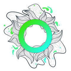 Aufkleber - Circle colored frame for text with liquid shape from many curved lines and paint particles