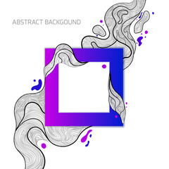 Aufkleber - Square colored frame for text with liquid shape from many curved lines and paint particles