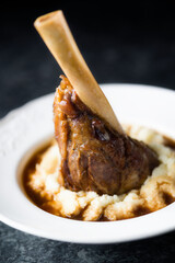 Sticker - rustic english lamb shanks with mashed potato comfort food