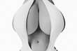 © PixlMakr - Busty woman with big cleavage in white dress black and white