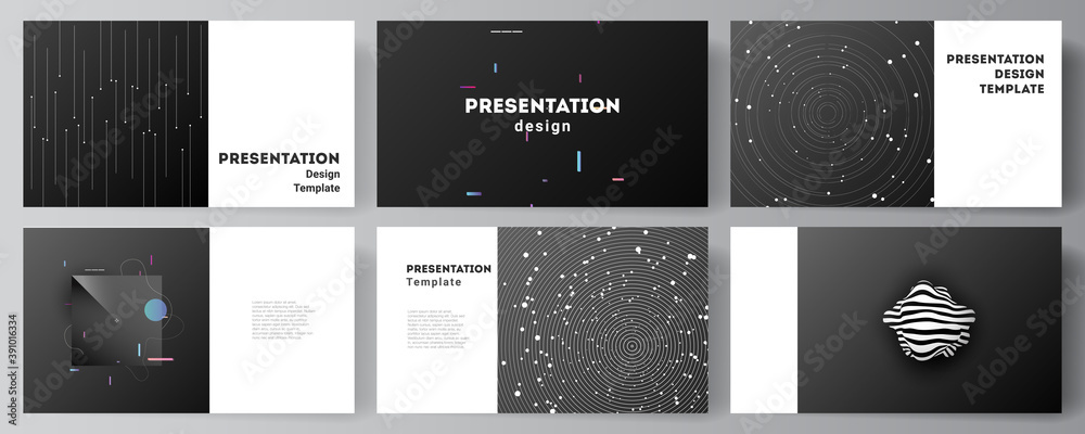 Vector layout of the presentation slides design business templates, multipurpose template for presentation brochure, brochure cover. Tech science future background, space design astronomy concept. - obrazy, fototapety, plakaty 