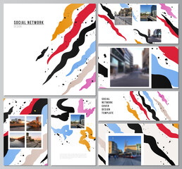 Poster - Vector layouts of social network mockups for cover design, website design, website backgrounds or advertising mockups, creative agency, corporate, business, portfolio, pitch deck, startup.