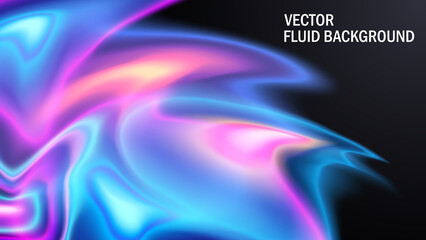 Poster - Modern vector abstract image. Trendy bright neon liquid colors on a dark background. The effect of spreading liquid and plasma glow. Template for music posters, posters, banners, presentations.