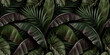 Tropical exotic seamless pattern with green vintage banana leaves, palm and colocasia. Hand-drawn 3D illustration. Good for production wallpapers, cloth, fabric printing, goods.