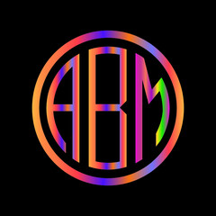 
ABM letter logo design/abm gradient color logo/ABM Ellipse 3 letter logo 
polygon. ABM letter icon design on black background.A B M logo design. ABM initials Logo design 