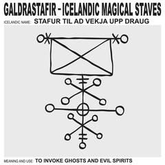  vector icon with ancient Icelandic magical staves Stafur Til Ad Vekja Upp Draug. Symbol means and is used for invoke ghosts and evil spirits