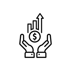 Poster - Profit analysis icon outline. Earning growth. Financial growth icon. Chart bar finance and hand.