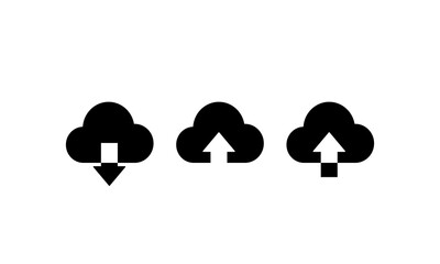 Poster - Upload to cloud icon set. Cloud download. Save arrow concept. Vector