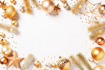 Festive Christmas background with golden decoration