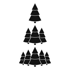 Canvas Print - Christmas trees icons set cone shape on white background. Xmas and New Year decorative ornaments. Design Greeting card, Christmas background, poster, banner. Vector illustartion