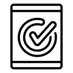 Poster - Done tablet icon. Outline done tablet vector icon for web design isolated on white background