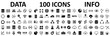 Database icons set, 100 big data universal icons set, data analysis, statistics, analytics web signs - stock vector