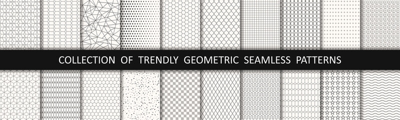Poster - Set of geometric seamless patterns. Abstract geometric graphic design print pattern cubes. Patterns, backgrounds and wallpapers for design - stock vector