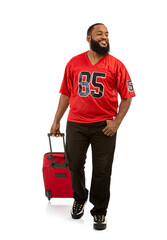 Poster - Fan: Man Wearing Sports Jersey With Suitcase