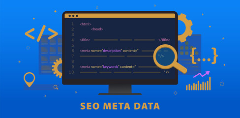 seo meta data, http website header tag optimization. search engine optimization title tags and meta 