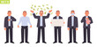 © tynyuk - Businessman character set. Man manager in different poses and situations.  Person looks at his watch, no money