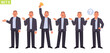 © tynyuk - Businessman character set. Man manager in different poses and situations. Person speaks on the phone, holds the cup