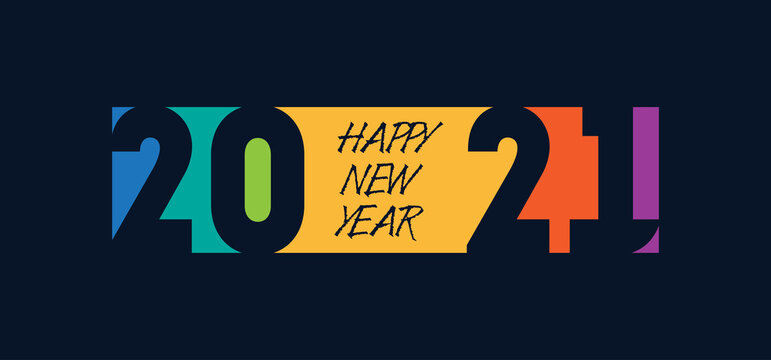 Brochure or calendar cover design template. Cover of business diary for 20 21 with wishes. Vector. Happy new year 2021, horizontal banner.