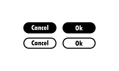 Poster - Ok and cancel buttons in black. Buttons with symbols for web and ui design. Vector on isolated white background. EPS 10