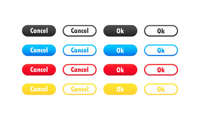 Poster - Ok and cancel buttons. Buttons with symbols for web and ui design. Vector on isolated white background. EPS 10