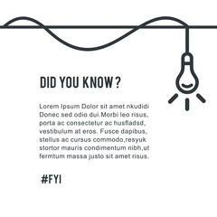 Poster - Did you know vector template post icon for soicial media background, fun fact blank template fyi vector with lightbulb idea and cable symbol element