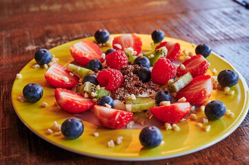 Wall Mural - Various and colorful fruits as a healthy and vegan snack.