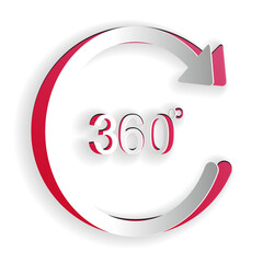 Poster - paper cut angle 360 degrees icon isolated on white background. rotation of 360 degrees. geometry mat
