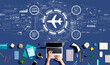 © Tierney - Flight ticket booking concept with person using a laptop computer